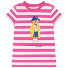 Girls White & Pink Striped T-Shirt, 1, hi-res
