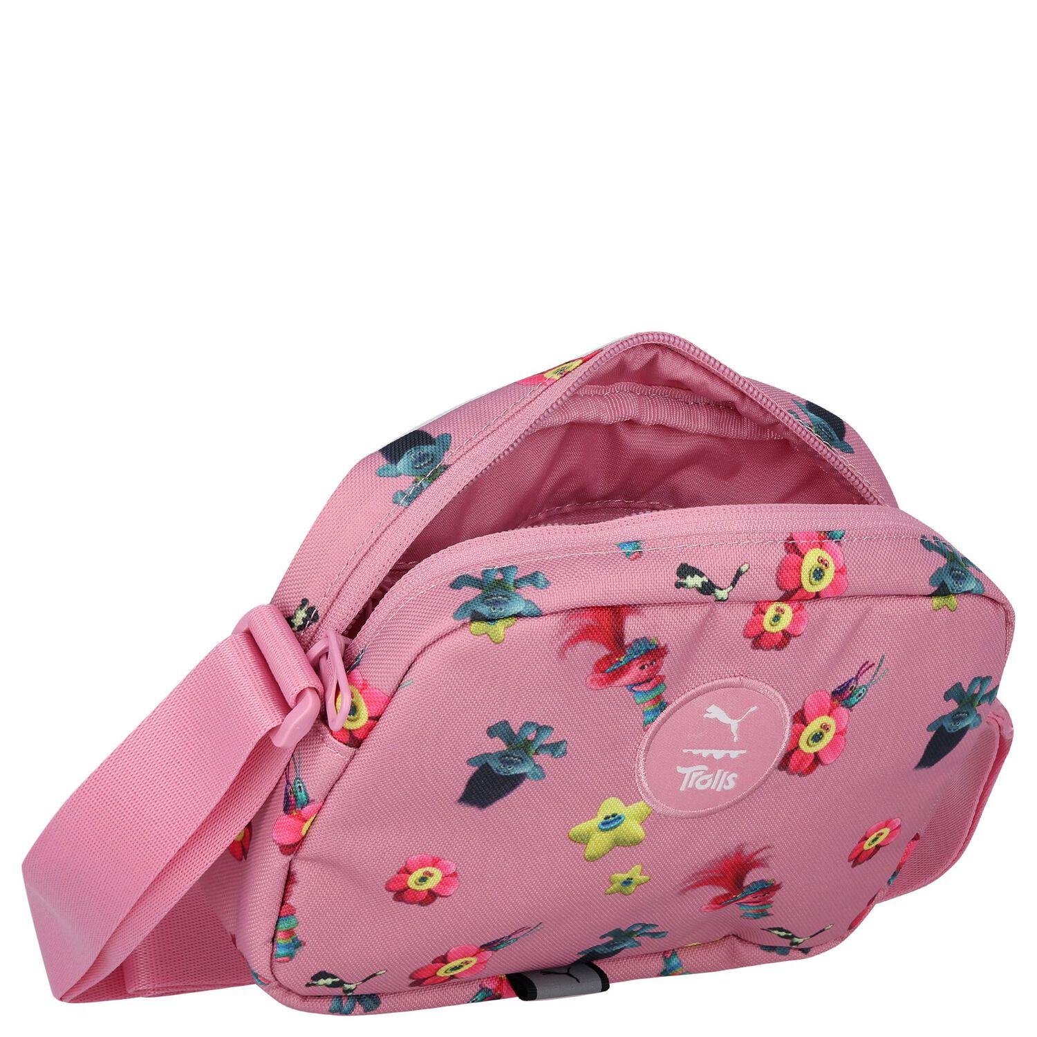 Girls Pink Trolls Logo Handbag, 1, hi-res