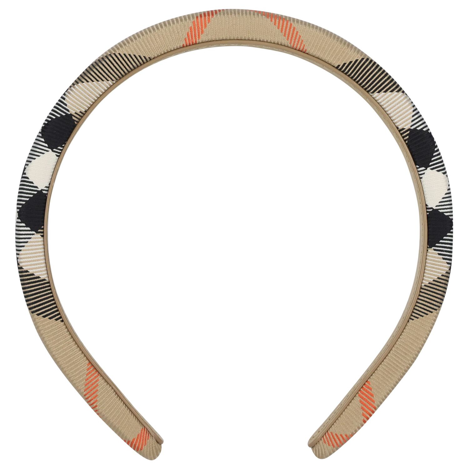 Girls Beige Check Headband, 1, hi-res