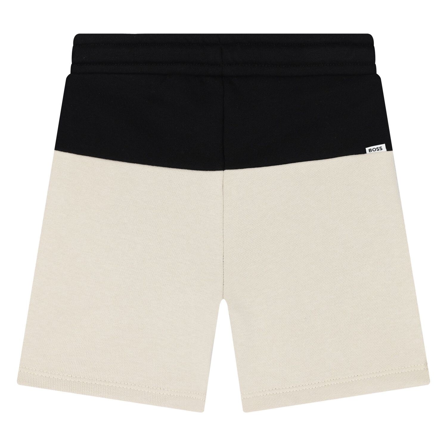 Younger Boys Black & Beige Logo Shorts, 1, hi-res