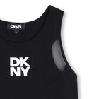 Girls Black Logo Mesh Vest Top, 1, hi-res