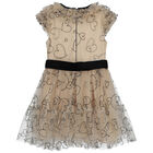 Girls Beige & Black Tulle Dress, 1, hi-res