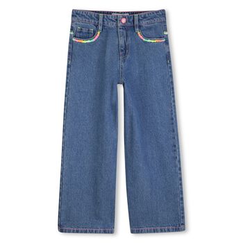 Girls Blue Denim Wide Leg Jeans