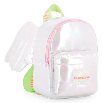 Girls Silver Iridescent Logo Backpack