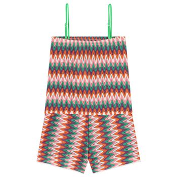 Girls Multi-Coloured Zig-Zag Crochet Playsuit