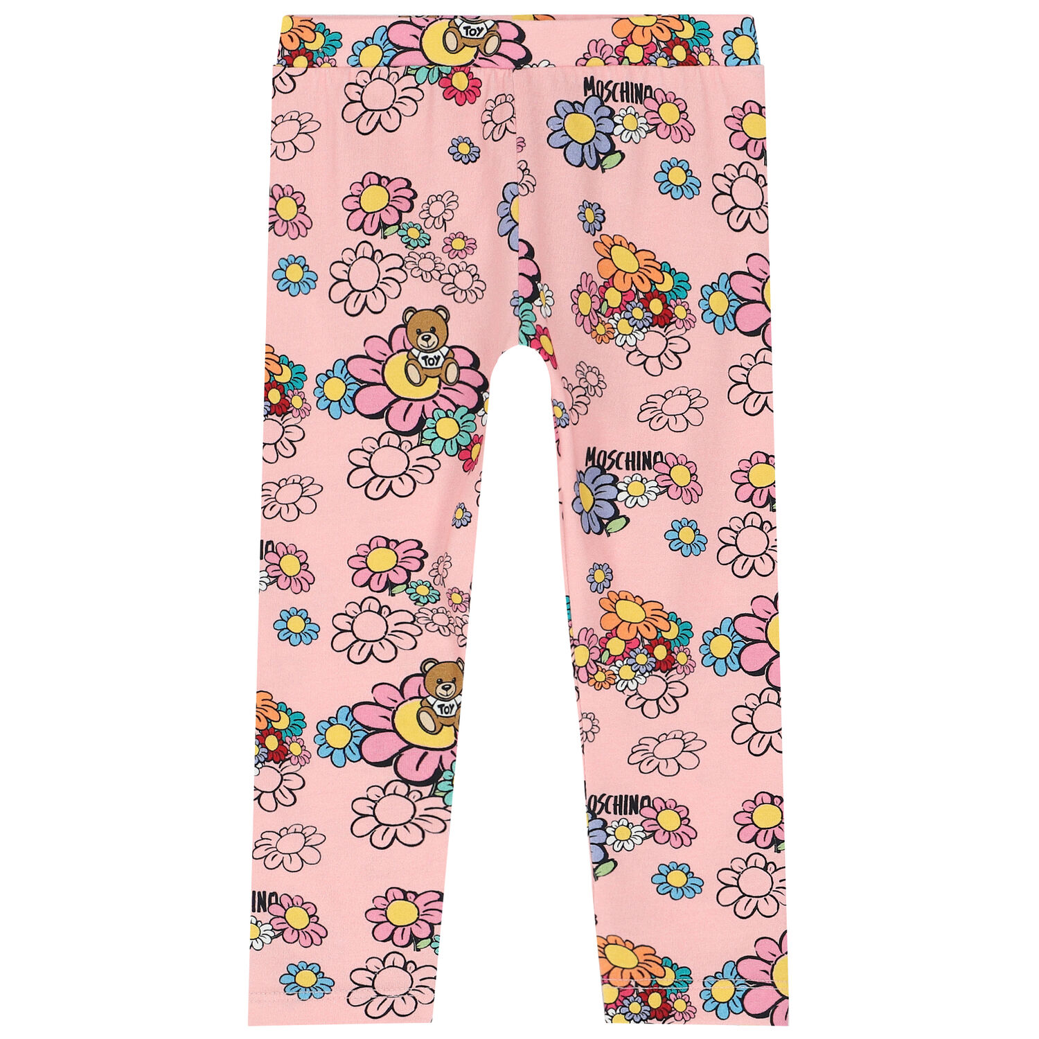 Younger Girls Pink Floral & Logo Leggings, 1, hi-res image number null