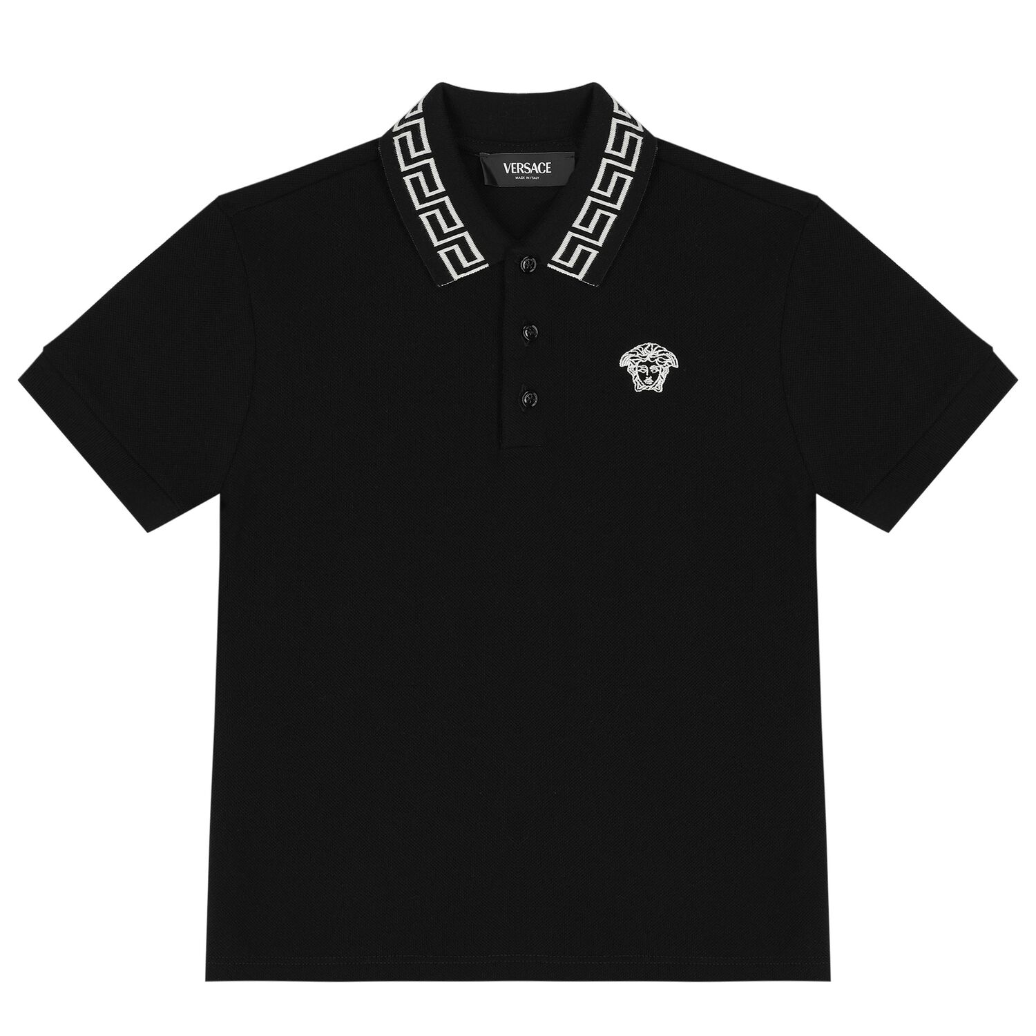 Boys Black Logo Polo Shirt, 1, hi-res