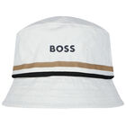 Younger Boys Navy Blue Reversible Logo Bucket Hat, 1, hi-res