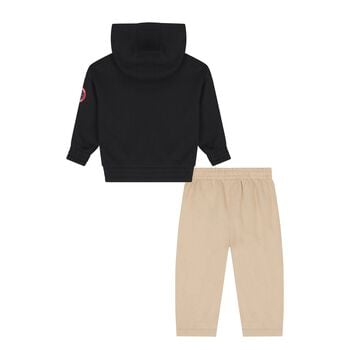 Younger Boys Black & Beige Logo Tracksuit
