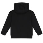 Boys Black Logo Zip-Up Hooded Top, 1, hi-res