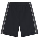 Boys Black Logo Shorts, 1, hi-res