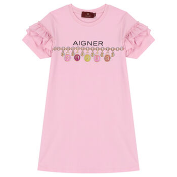 Girls Pink Logo Dress