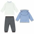 Baby Boys Blue, Ivory & Grey Tracksuit (3 Piece), 1, hi-res