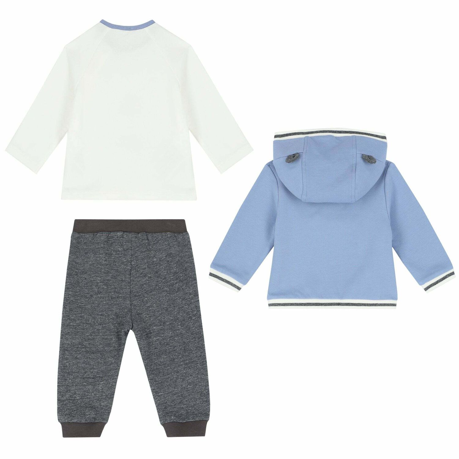Baby Boys Blue, Ivory & Grey Tracksuit (3 Piece), 1, hi-res