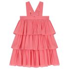 Girls Pink Bow Tiered Dress, 1, hi-res