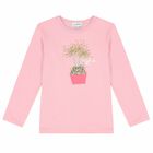 Girls Pink Logo Long Sleeve Top, 2, hi-res