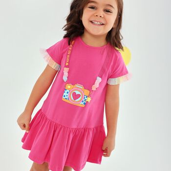 Girls Pink Camera Dress