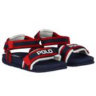 Boys Navy Blue & Red Sandals, 1, hi-res