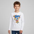 Boys White Logo Long Sleeve Top, 1, hi-res