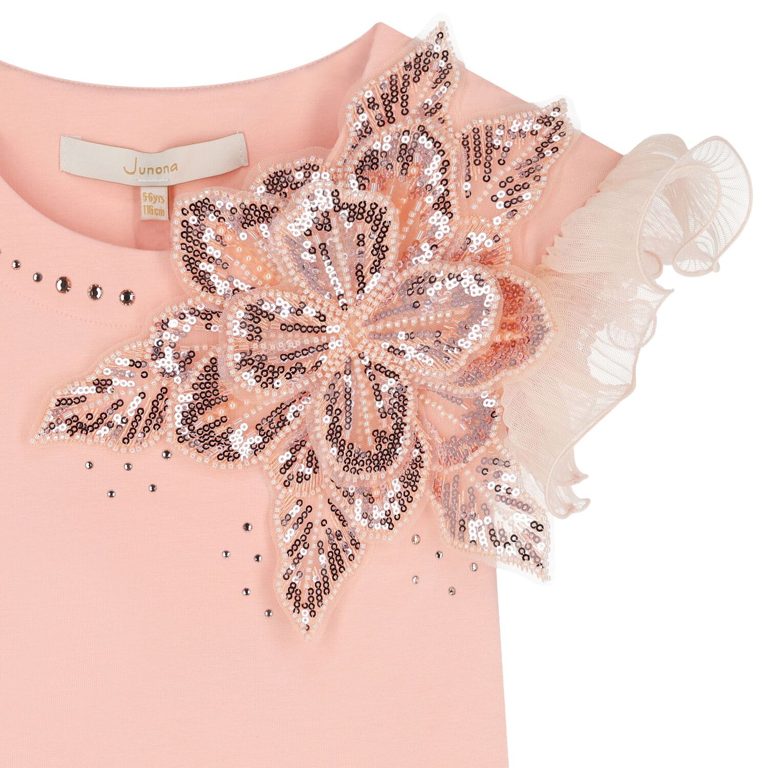 Girls Pink Sequin Flower Blouse, 1, hi-res