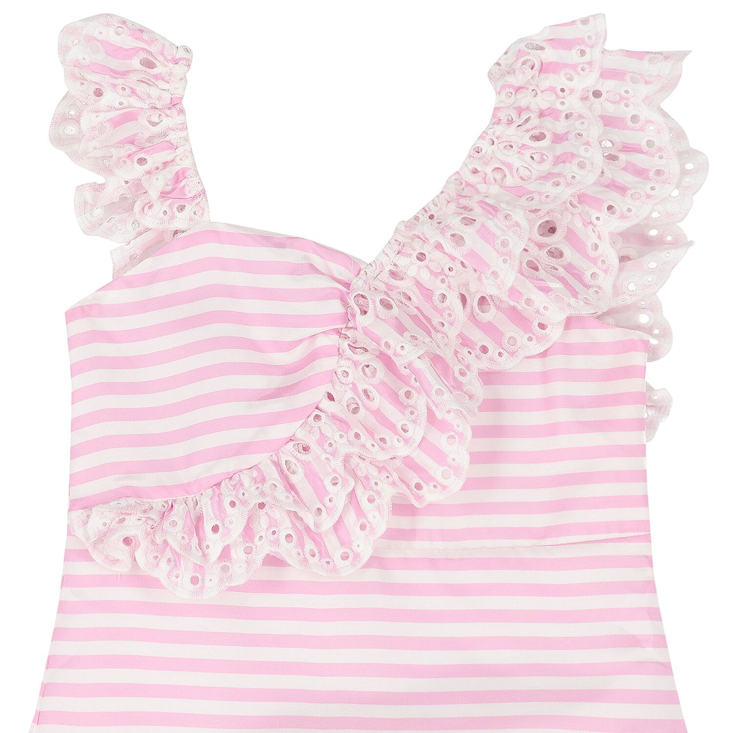 Girls Pink & White Striped Dress, 1, hi-res