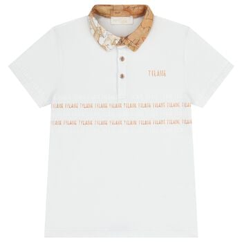 Boys White Logo Polo Shirt