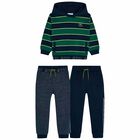 Boys Green & Navy 3 Piece Tracksuit, 1, hi-res