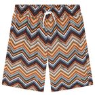 Boys Orange Zig Zag Swim Shorts, 1, hi-res