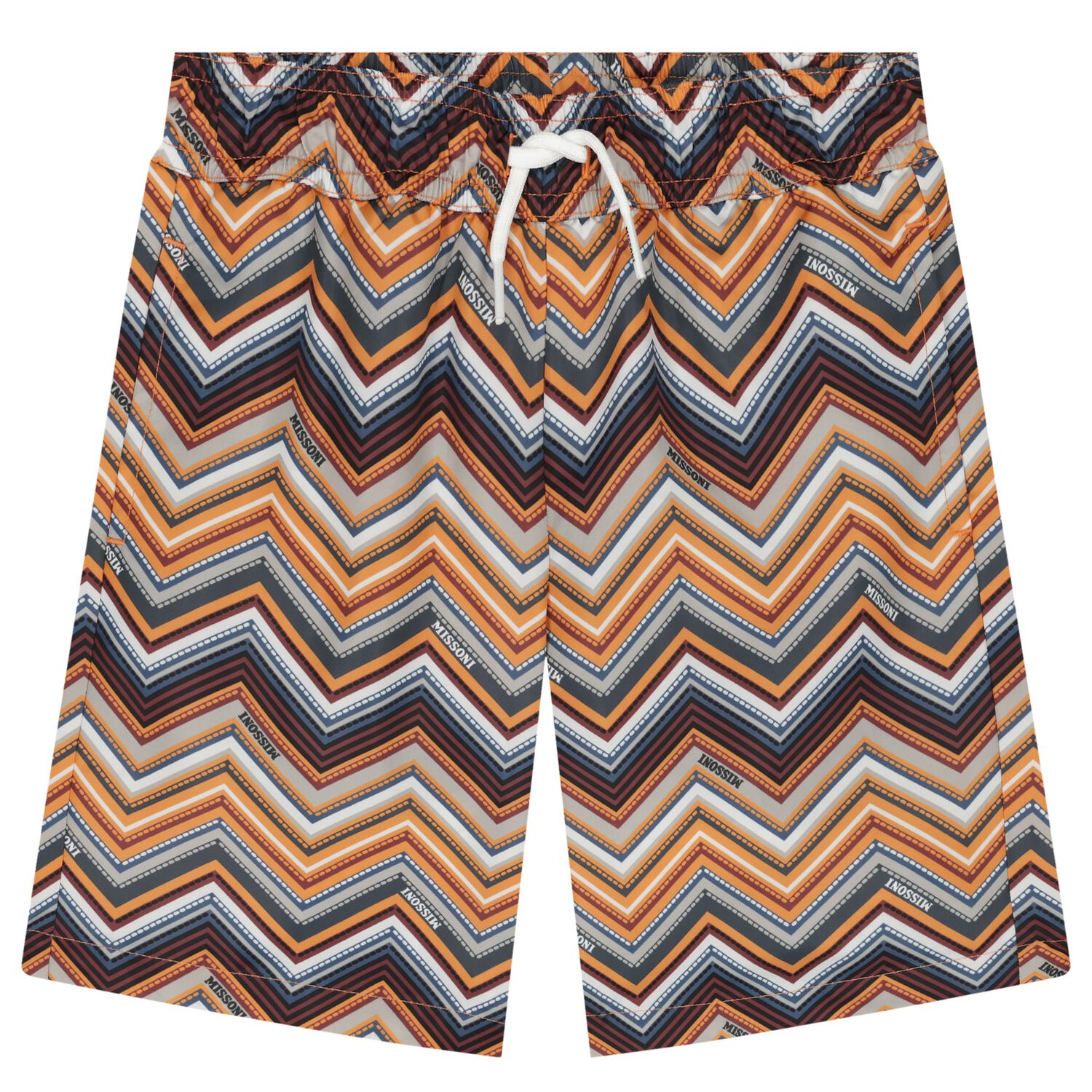 Boys Orange Zig Zag Swim Shorts, 1, hi-res