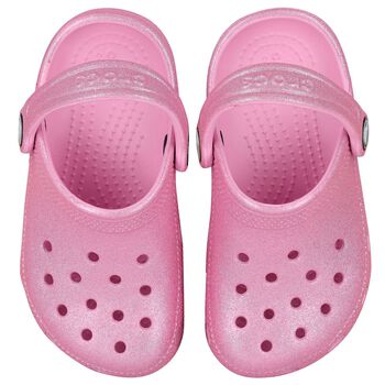 Girls Pink Glitter Classic Clogs Sandals