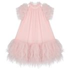 Girls Pink Embellished Tulle Dress, 1, hi-res