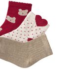 Younger Girls Red, Ivory & Beige Socks ( 3 Pack ), 3, hi-res