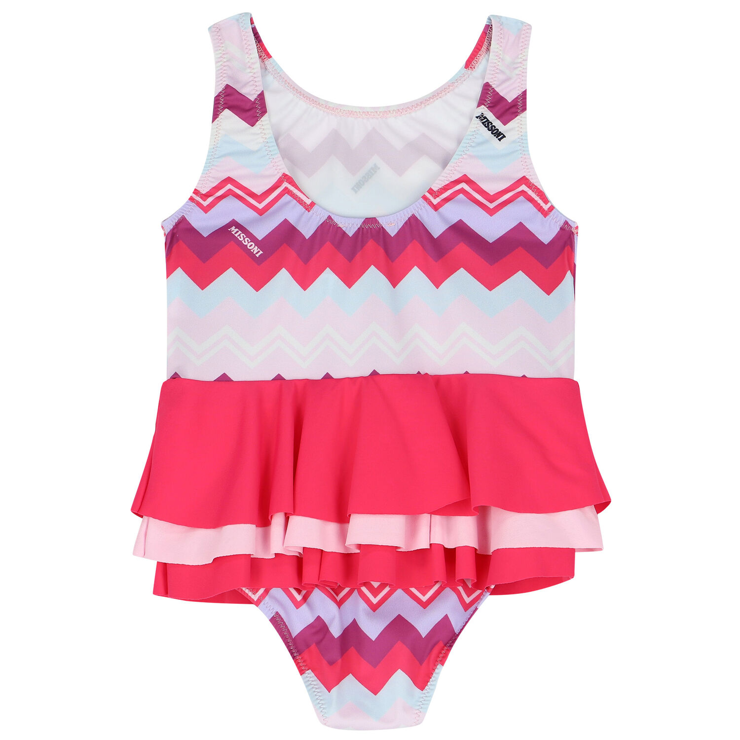 Younger Girls Purple & Pink Zigzag Logo Swimsuit, 1, hi-res