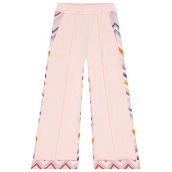 Girls Pink Logo Zig Zag Trousers