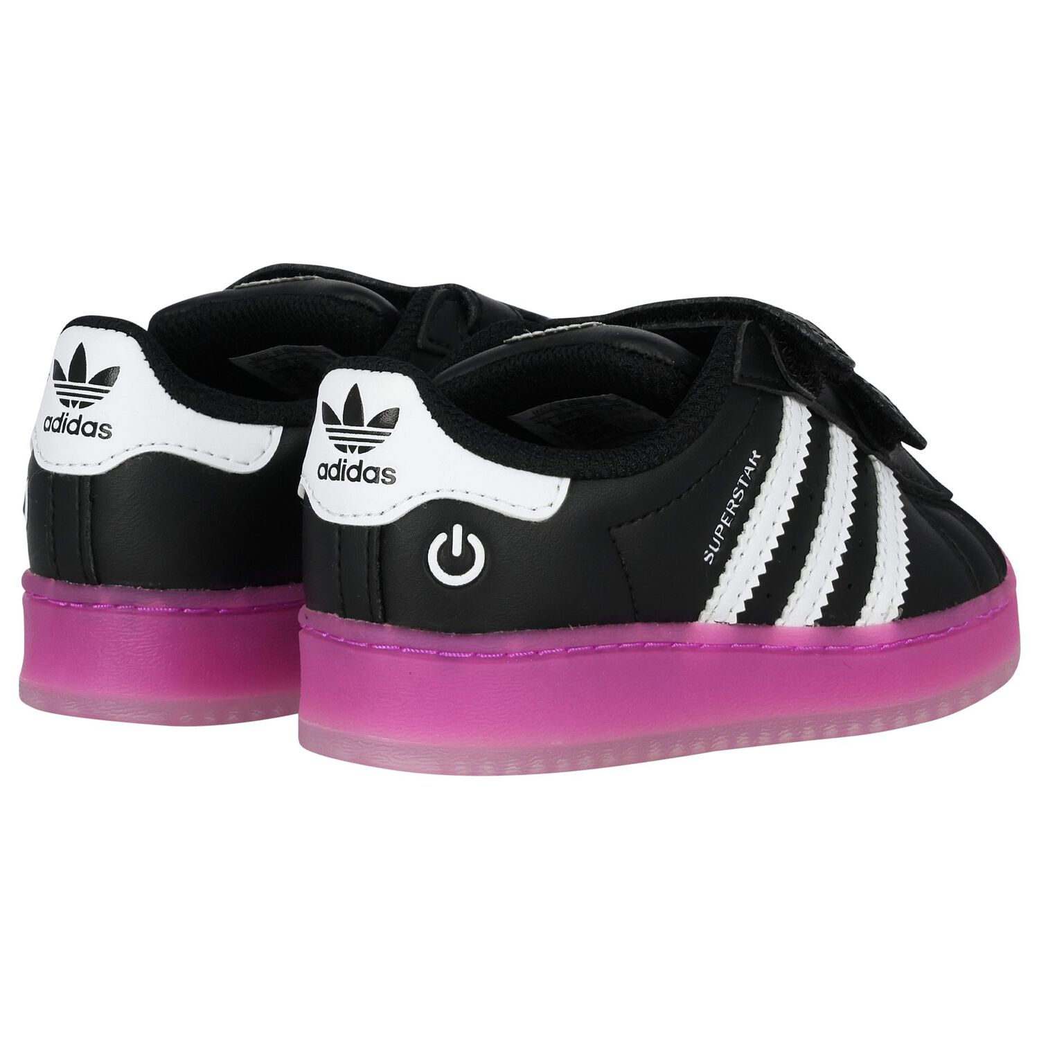 Girls Black & Pink Superstar Led Lights Trainers, 1, hi-res image number null
