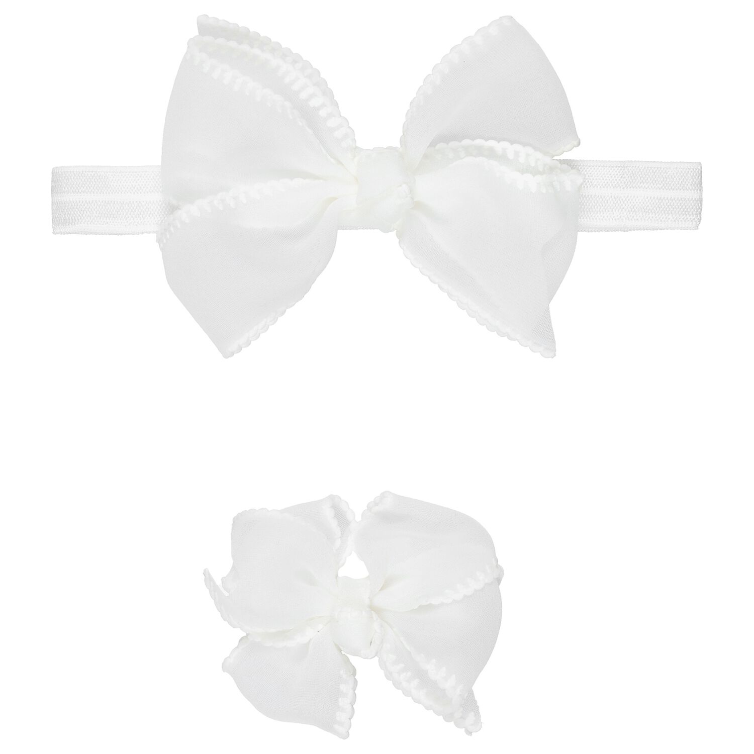 Girls Ivory Bow Headband set , 2, hi-res
