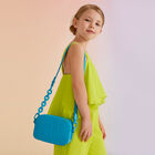 Girls Blue Logo Leather Bag, 2, hi-res