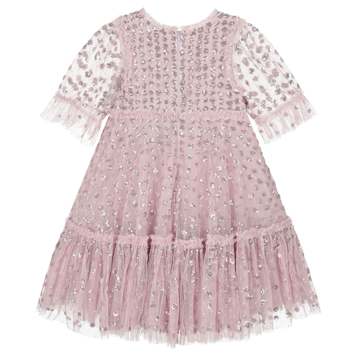 Girls Pink Sequin & Tulle Dress, 2, hi-res image number null