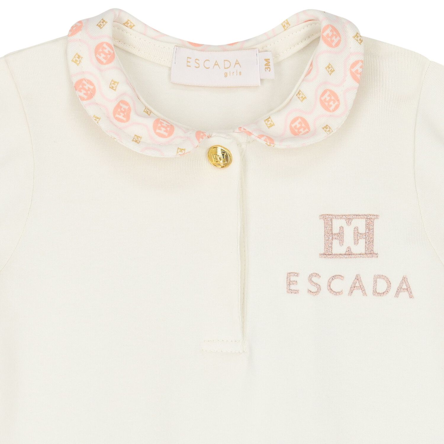 Baby Girls Ivory Logo Romper, 1, hi-res