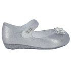 Younger Girls Silver Flower Jelly Shoes, 3, hi-res