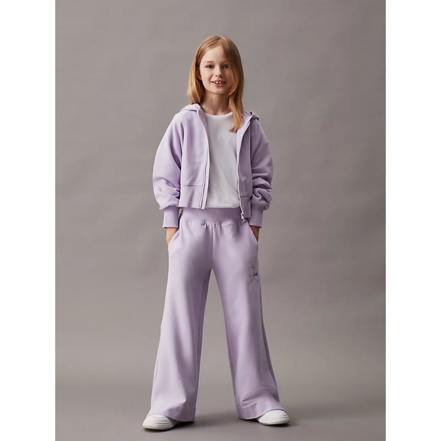 Girls Purple Logo Trousers, 1, hi-res