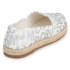 Girls Ivory & Silver Logo Espadrilles, 1, hi-res