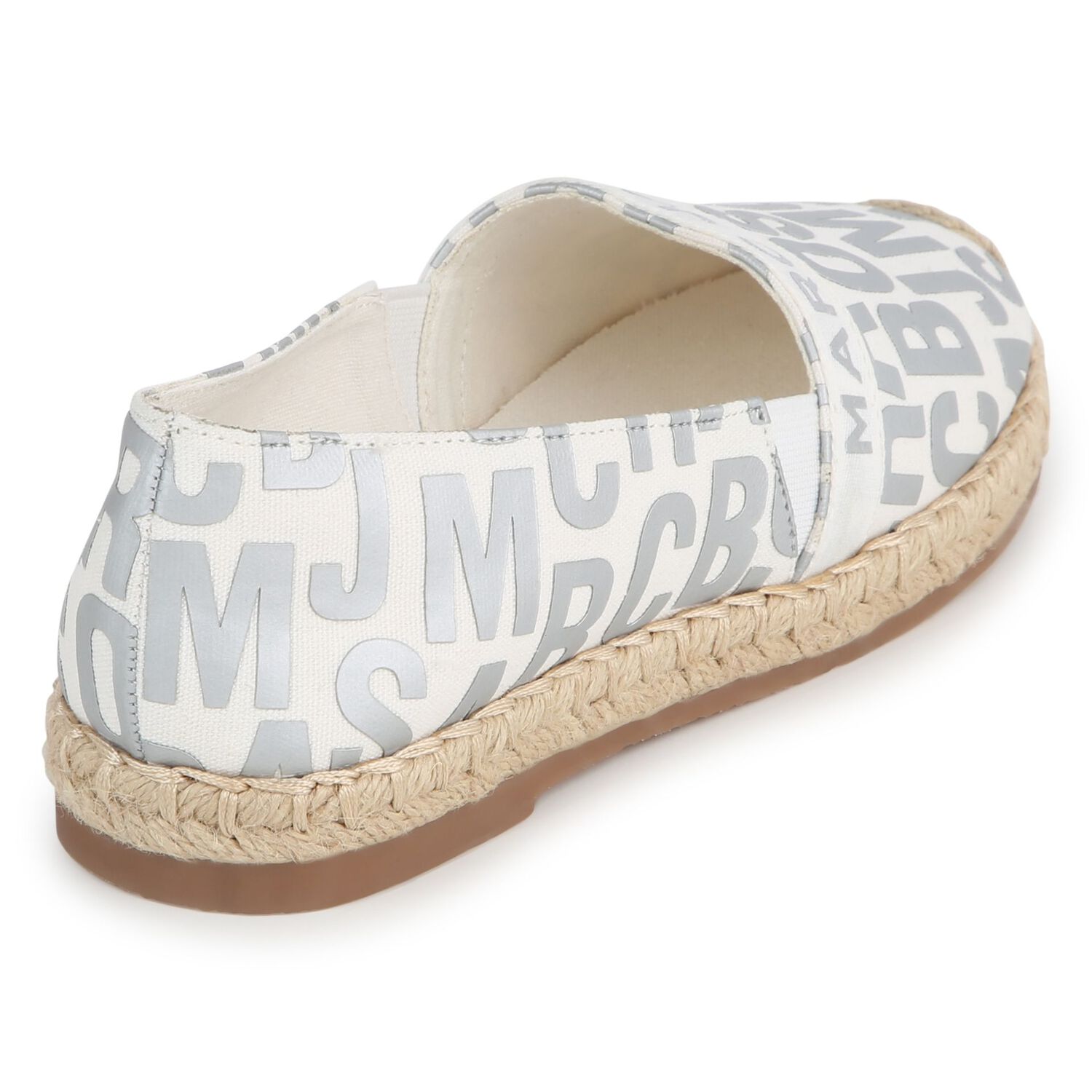 Girls Ivory & Silver Logo Espadrilles, 1, hi-res