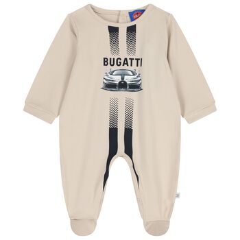 Baby Boys Beige Logo Babygrow