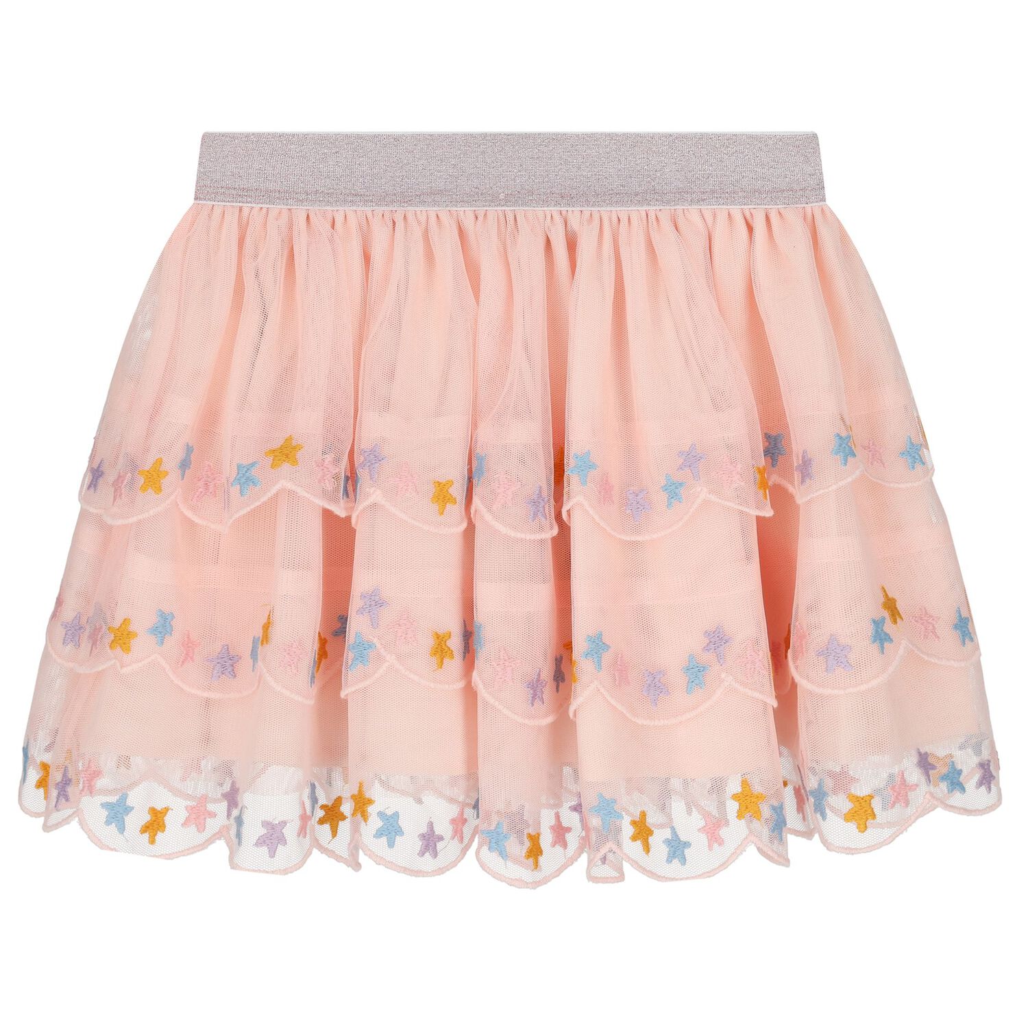 Girls Pink Star Tulle Skirt, 1, hi-res