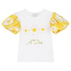 Girls White & Yellow Daisy Skirt Set, 1, hi-res