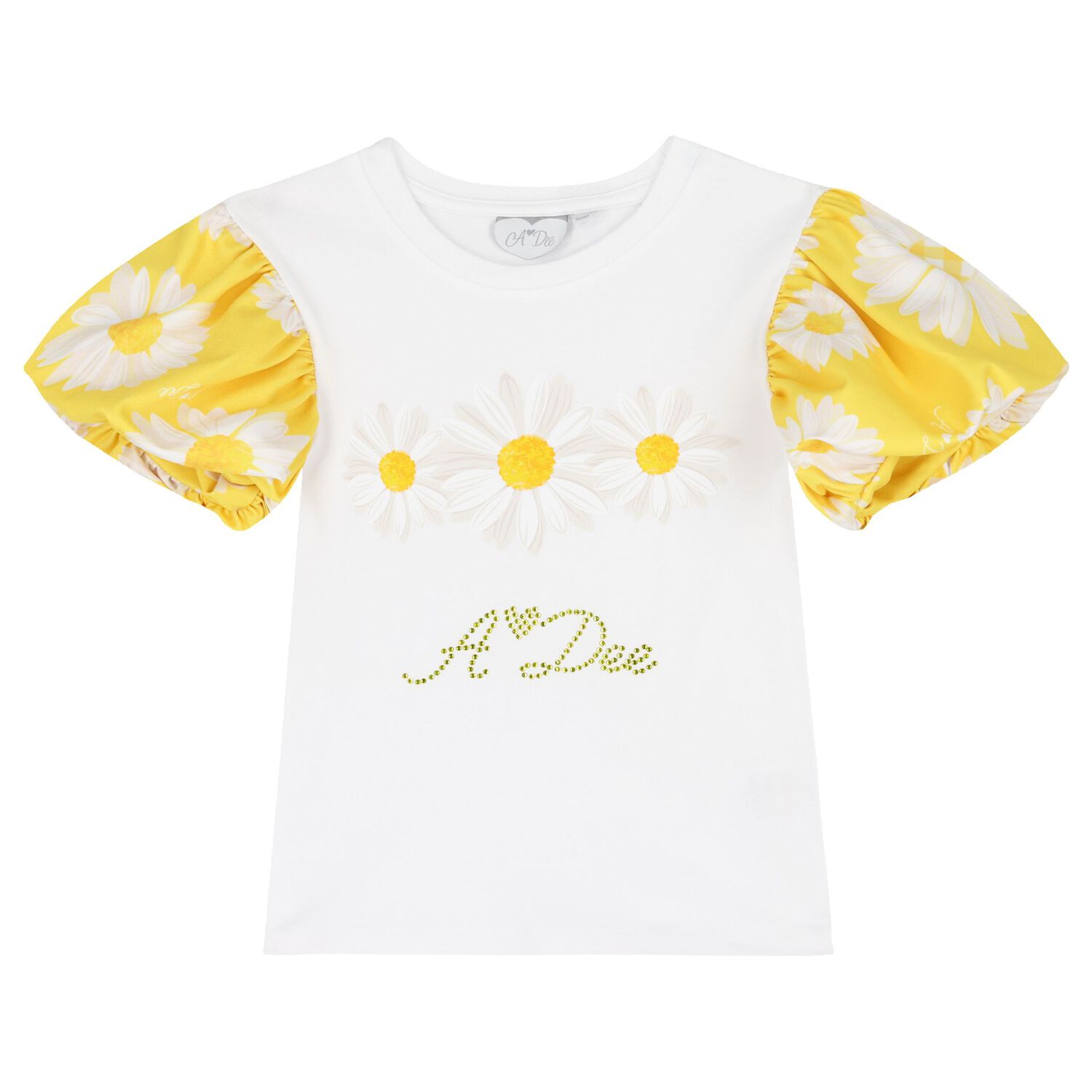 Girls White & Yellow Daisy Skirt Set, 1, hi-res image number null