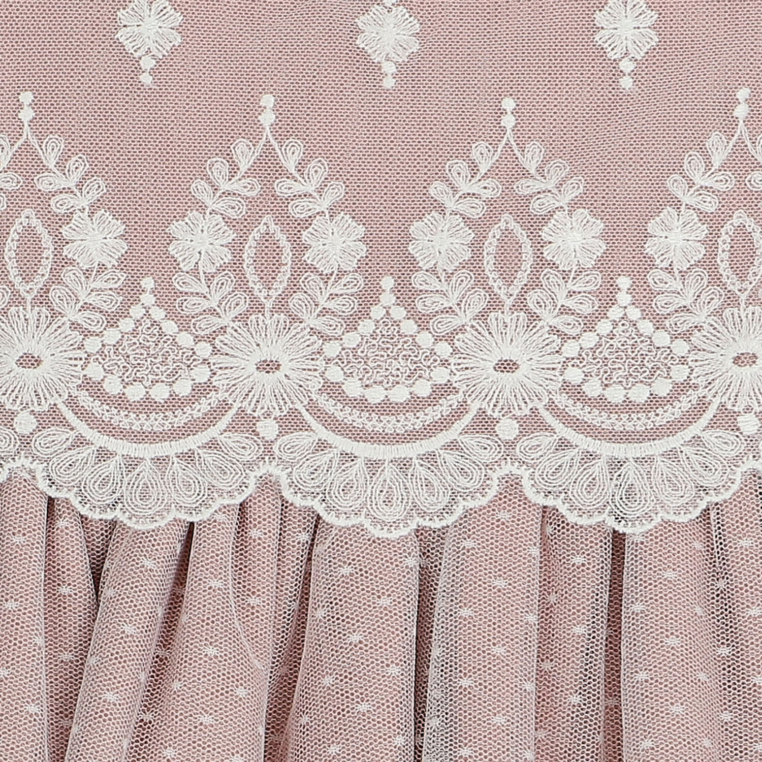 Younger Girls Pink Tulle & Lace Dress, 1, hi-res