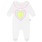Baby Girls White Heart Babygrow, 1, hi-res