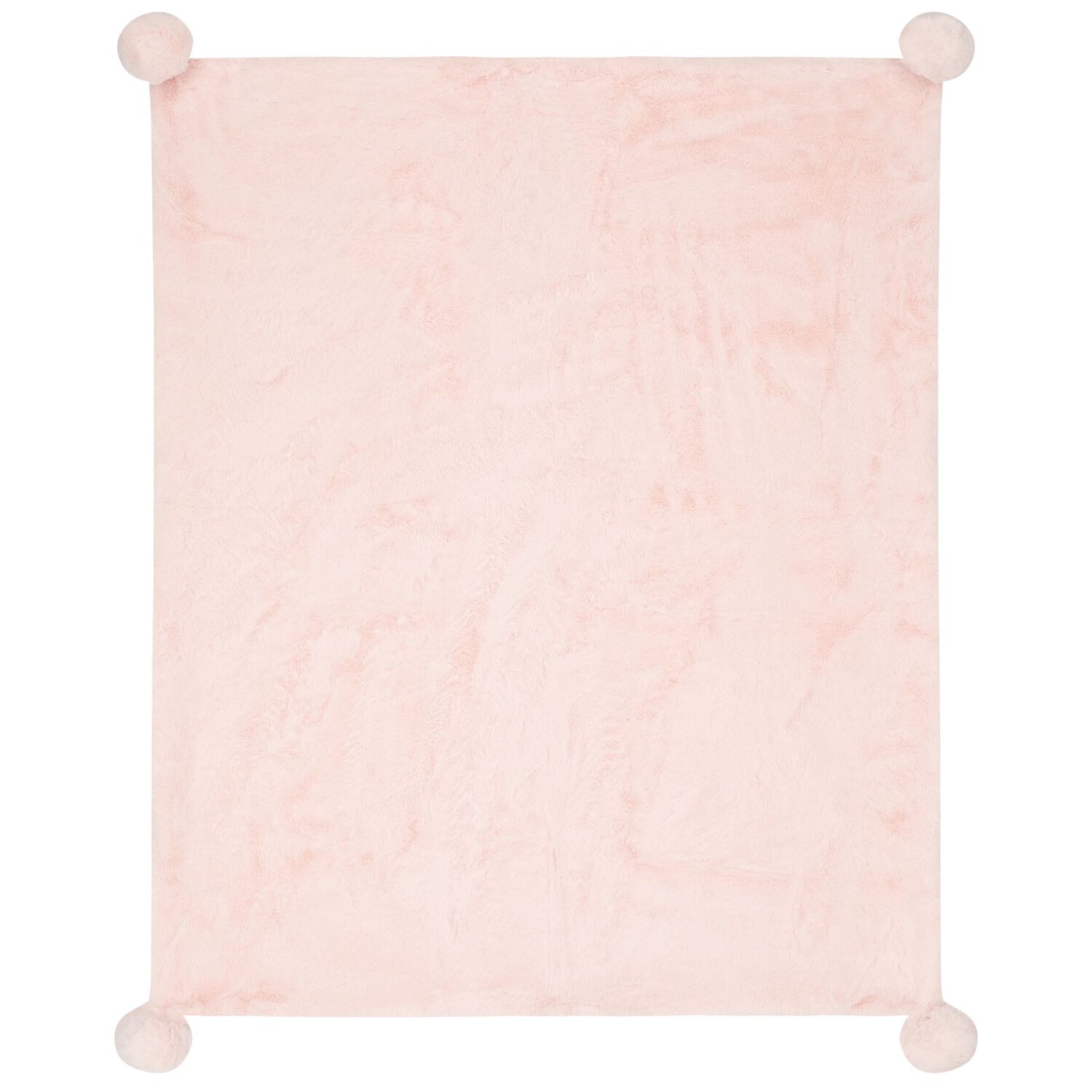 Baby Girls Pink & White Fur Faux Floral Blanket, 1, hi-res